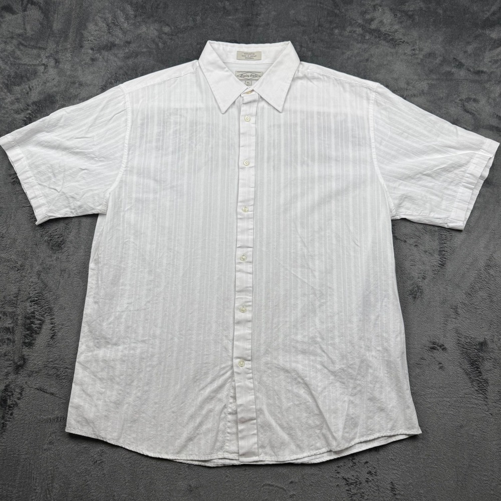 Eighty Eight Mens XL White Dobby Stripe Wing Graphic Back Button Down Shirt